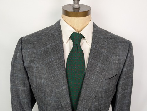 CANALI 1934 Sport Coat Wool Silk Linen Gray Blue Check Dual Vent Sz 54R IT 44R - Picture 2 of 7