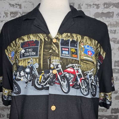 Paradise Found Shirt Mens XL Vintage USA 100% Rayon Motorcycle Biker Beach Bar