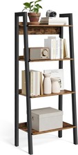 VASAGLE Ladder Shelf, 4-Tier (34D x 56W x137.5H cm), Rustic Brown + Black 