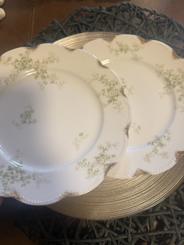 Set Of 2 Haviland & Co Limoges Scalloped Gold Rim Salad Plates France 7 1/2in - Picture 3 of 4
