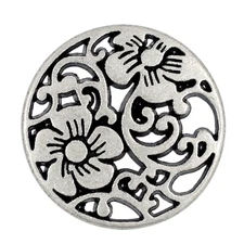 12 Pieces Vine Flower Metal Shank Buttons. 20mm (3/4 inch) (Antique Silver)