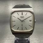 Seiko Watch Men 32mm Silver Dial Silver Tone Date Rectangle 7832-5000 New Batt
