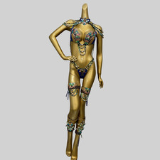 Stones Samba Costume Carnival RAVE EDC Party Wire Bra Panties with Leg Bands