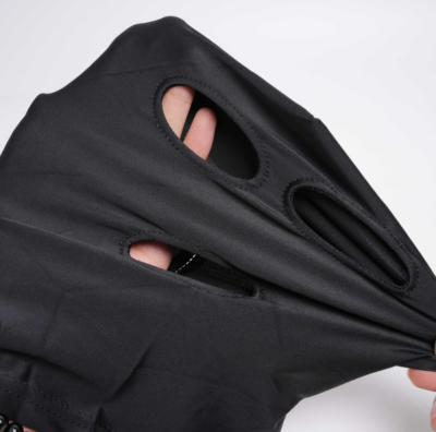 Hdynasty Cappuccio Nero in Pelle PU, Parrucca a 3 Fori per Il Sesso mascherato, Copricapo per Giochi di Ruolo (Maschere