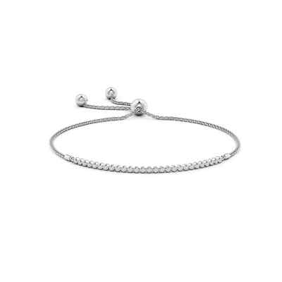3 kt runde Moissanit-Lünette Tennis verstellbar Bolo-Armband 14 K Weißgold über