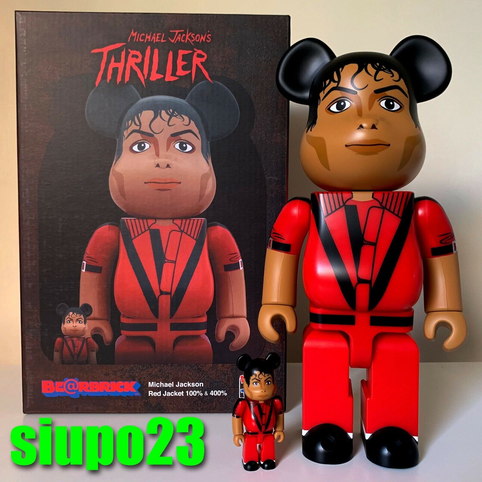 Medicom 400% + 100% Bearbrick ~ Michael Jackson Thriller Be@rbrick Red  Jacket Ve