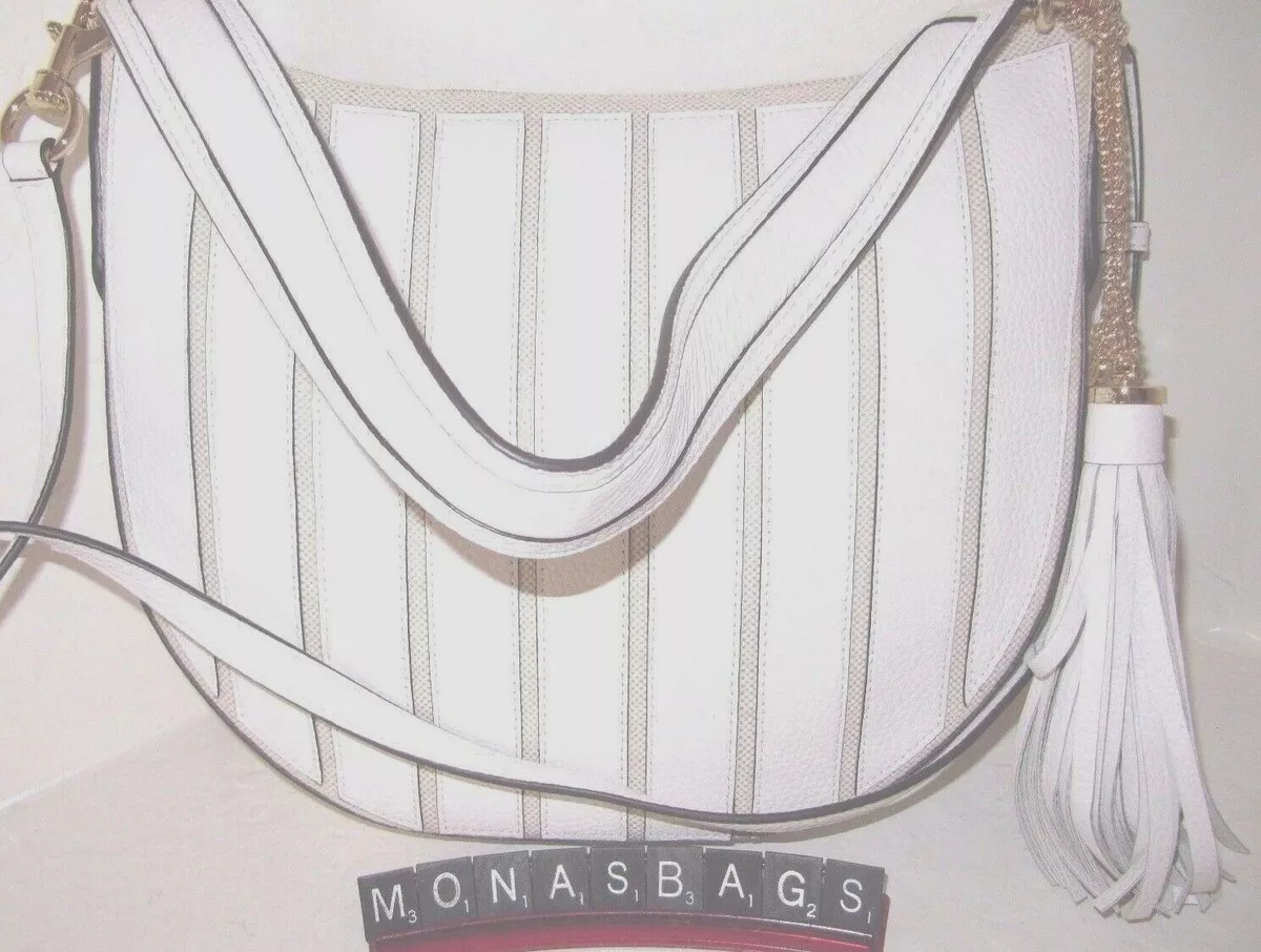 Cater favor Identificere Michael Kors Brooklyn Applique Hobo Shoulder Handbag Natural White Leather  | eBay