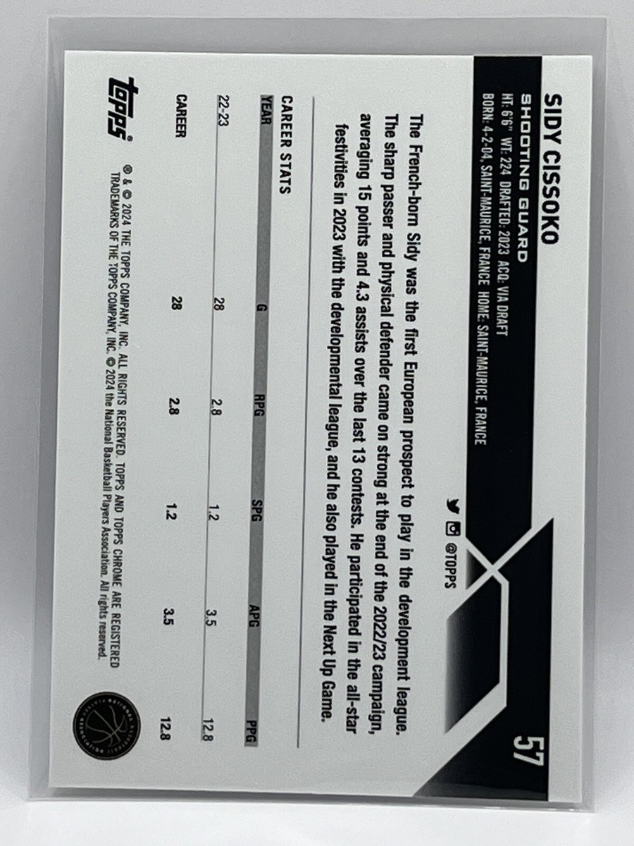 2023-24 Topps Chrome SIDY CISSOKO RC Rookie #57 San Antonio Spurs