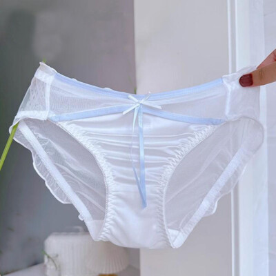 Japanese Cute Girls Mesh Panties Briefs Sheer Sexy Knickers Faux Satin