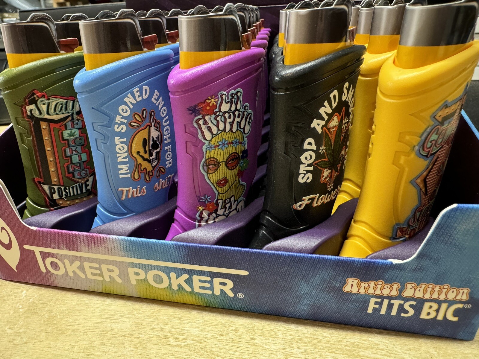 Toker Poker Lighter Sleeve Smoking Tool Bic - Artist Series - Yellow  - New