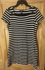 Chaps  Super Cute Sailor Blue/White Short Sleeve Striped Dress Size Large