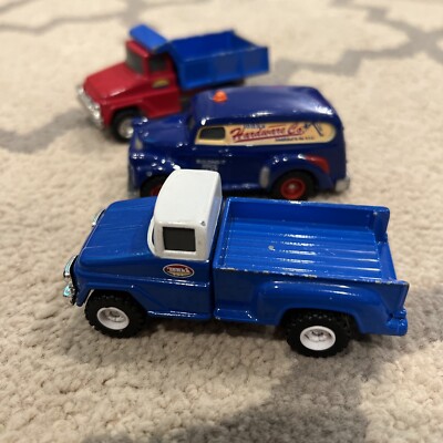 3 Tonka Trucks Hasbro TOY 2012 Blue Pick Up & Red Dump And Blue