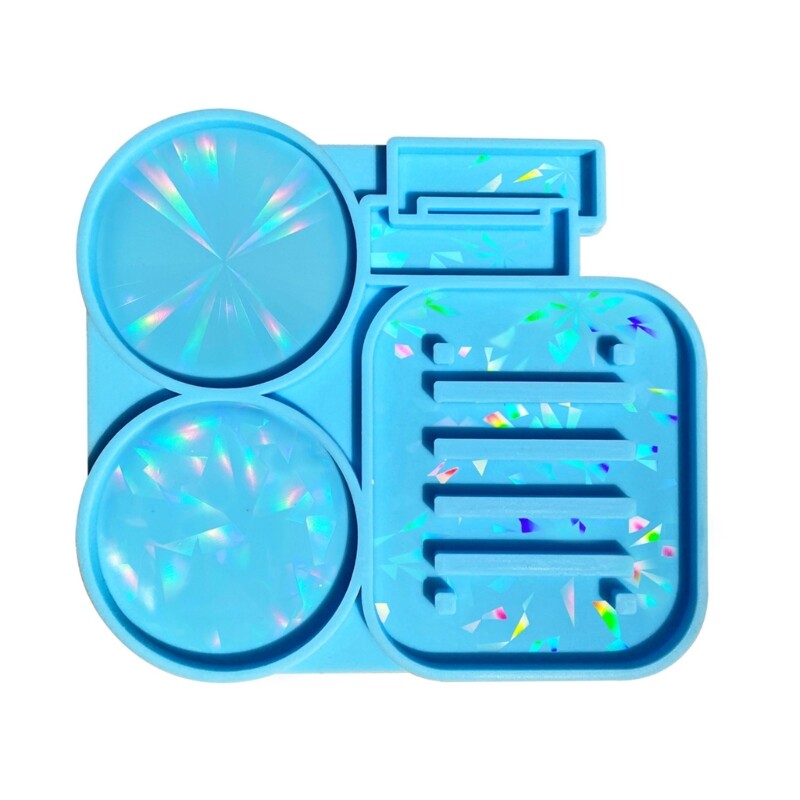 Square Silicone Resin Coaster Molds with Storage Box for DIY Crafting