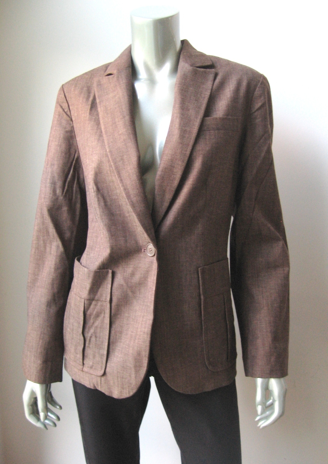 www.prominentresults.com :$PR616 Worthington NEW Women Brown Lined Long Sleeves 2Pocket 1Button Front Blazer M PR