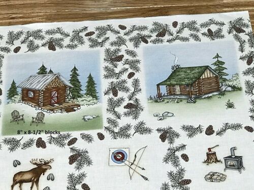 Cozy Cabin Outdoor Escape on Cream cotton Fabric panel - quilt - sewing - craft - Picture 2 of 5