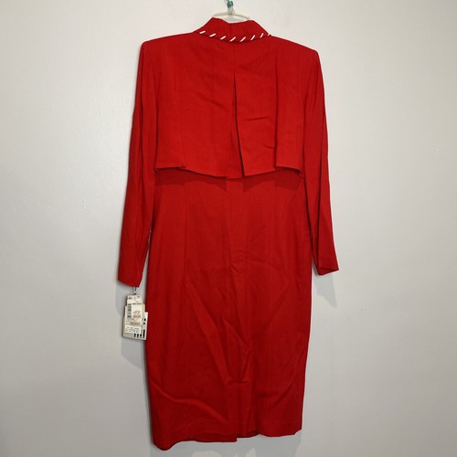 NWT Cynthia Howie Vintage 80s Red Blazer Coat Dress Size 10 Union Made - Picture 10 of 12