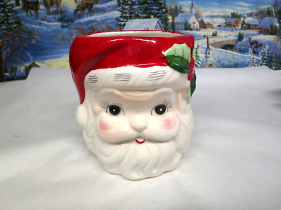 Vintage Brinns Ceramic Santa Face Planter Candy Dish  NICE ( 1306) TST
