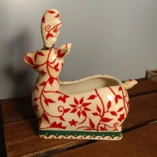 MMW Market Ceramic Reindeer Cheese Spread Dip Bowl, Two Spreaders, Christmas