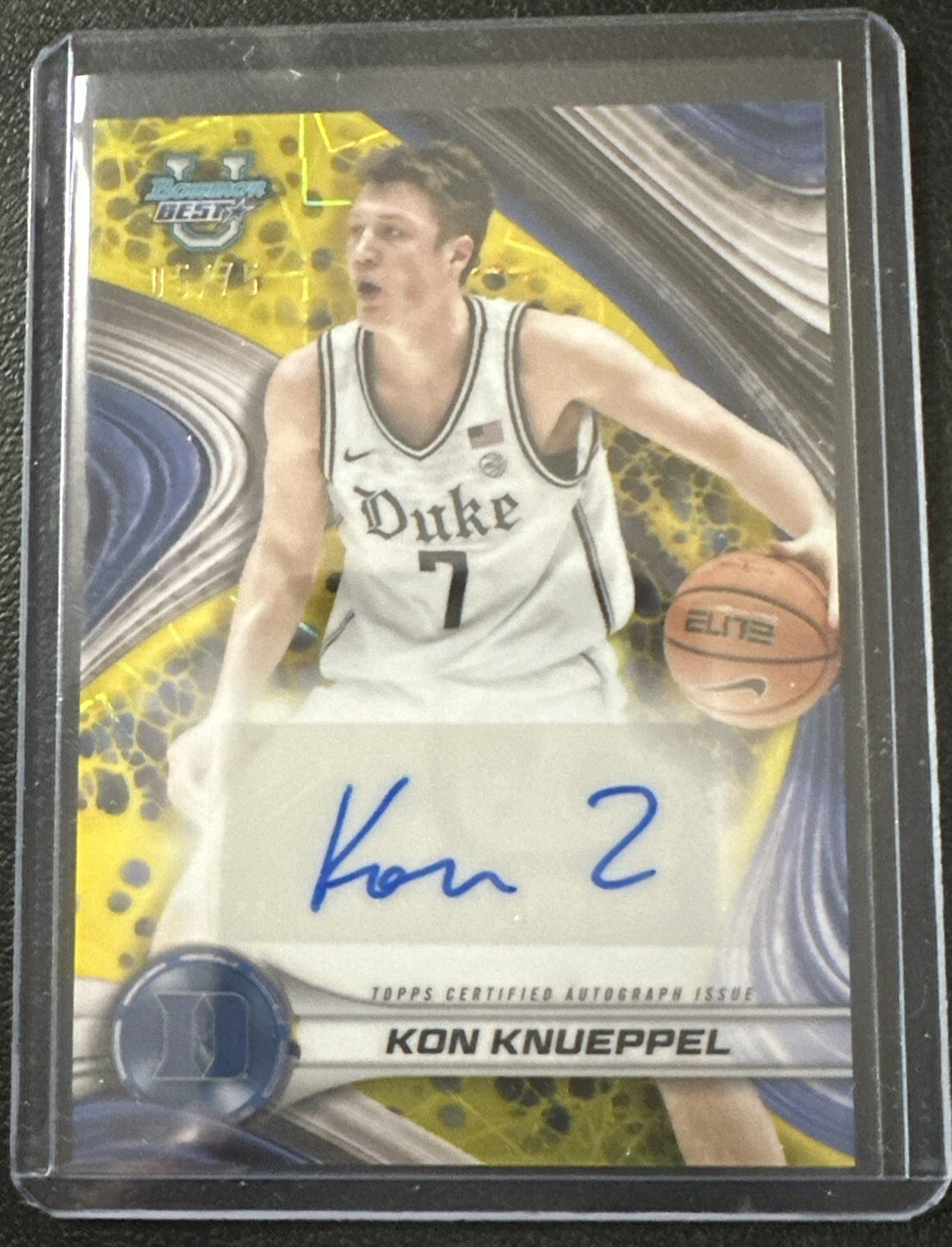 2024/25 Bowman U Best Kon Knueppel Yellow Laser Refractor Auto 05/75