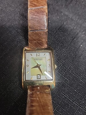 Kenneth Cole Reaction Watch KC2445 Gold Tone MOP Leather Band Works New  Battery