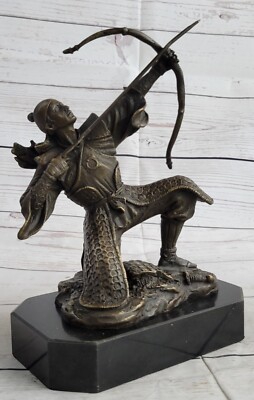 PURE BRONZE JAPANESE WARRIOR SAMURAI WITH SWORD STATUE SCULPTURE FIGURINE FIGURE