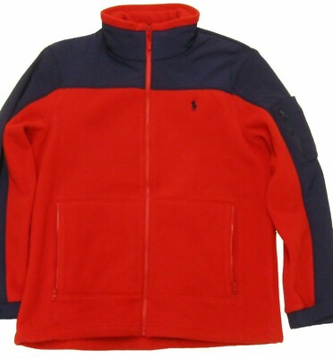 Polo Ralph Lauren Men's SZ M Red Color block Full Zip Fleece
