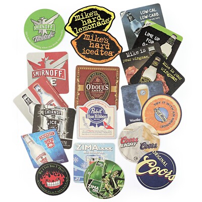 Beer Coasters & Malt Beverages Zima Mike's Smirnoff Ice Blue Moon PBR Lot of 20