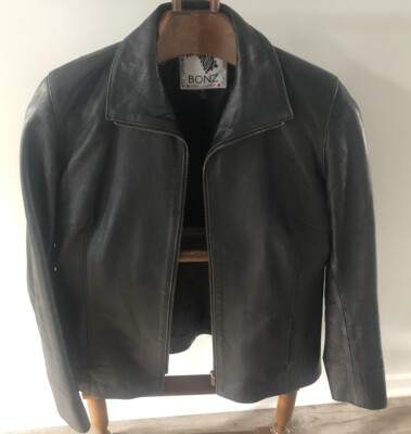 BONZ New Zealand Luxury Lambskin Black Leather Jacket Women's Size M