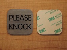 Engraved 2x2 Brushed Finish PLEASE KNOCK Plas...