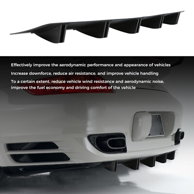 Black Rear Bumper Lip Splitter Diffuser Spoiler Shark Fins For Hyundai Black Rear Bumper Lip Splitter Diffuser Spoiler Shark Fins For Hyundai