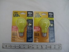 2 NEW Yellow LED Bug Light Bulb 5 watt 60w Replace A19 Indoor/Outdoor bp
