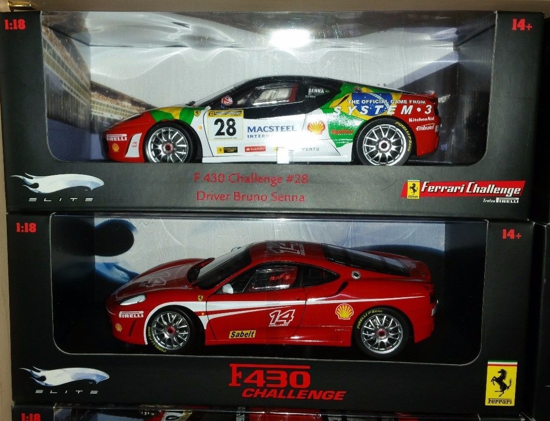 LOT OF 2 FERRARI F430 CHALLENGE RACE CARS #28 & #14 1:18 by