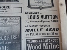 VUITTON malle aéro 221 publicité papier ILLUSTRATION 1921
