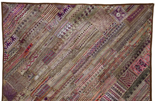 235x185 cm vintage orient Patchwork Teppich Wandbehang bettdecke Bedcover 22/20 - Picture 7 of 12