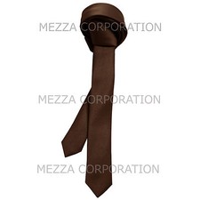 New Vesuvio Napoli Men's 1.5" skinny necktie only solid polyester prom Brown