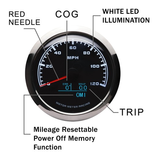 W PRO 85mm 4 In 1 GPS Speedometer with Odometer COG Trip 200 KMH For Car Marine - Picture 2 of 9