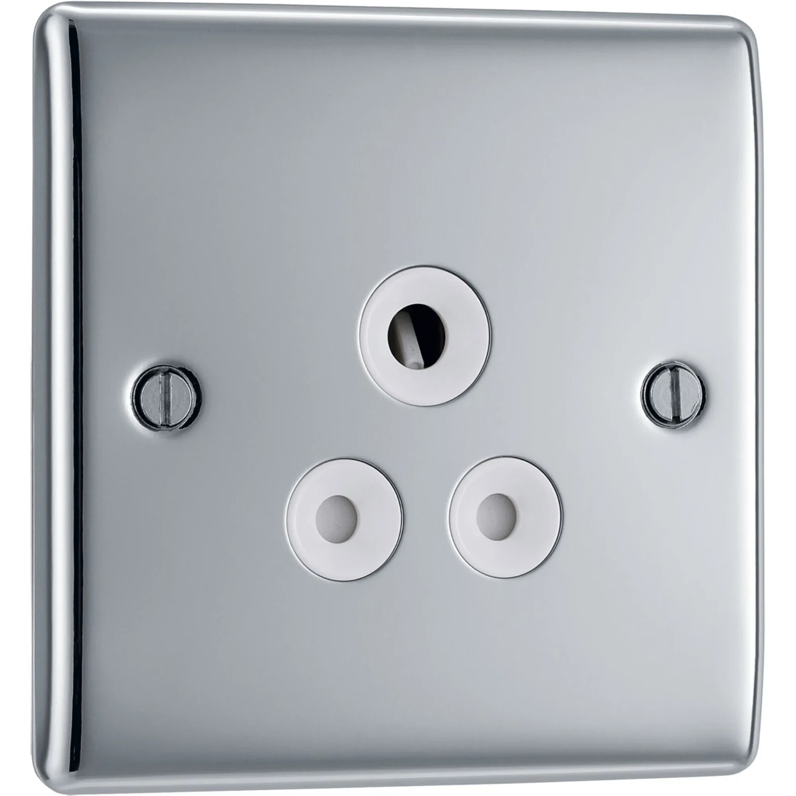 BG-Nexus-Metal 5A Single Round Pin Socket,Un-Switched,Polished Chrome Finish,