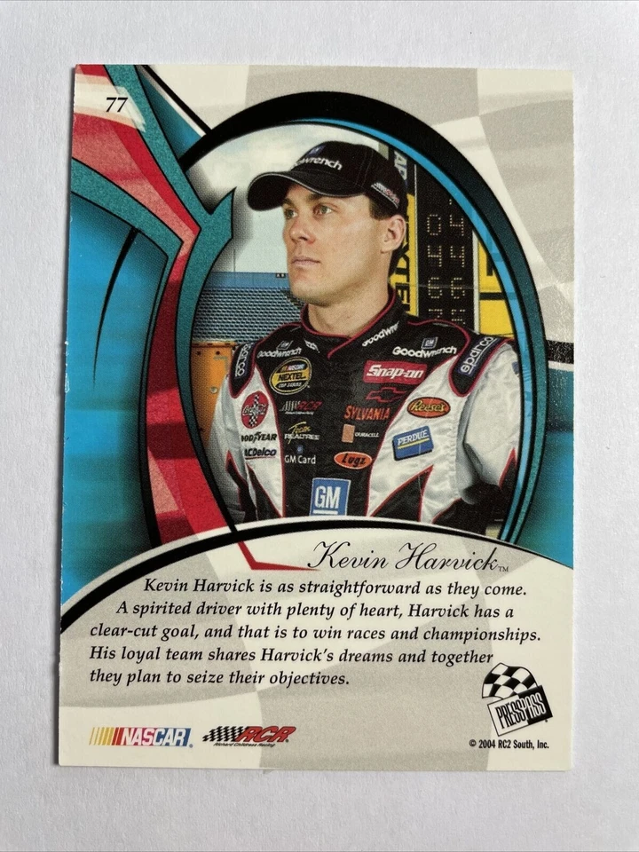 KEVIN HARVICK 2004 Press Pass PREMIUM CHOICE Glitter NASCAR Racing Card #77 - Image 2 of 3