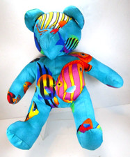 Handsewn Quilted Hobbyist Teddy Bear Cotton Fabric Unique Tropical Fish Motif