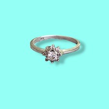 Sz 7 Vintage Cluster CZ Ring Clear Flower Floral