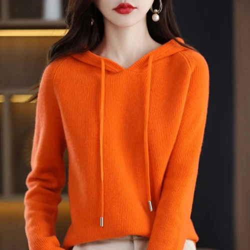 Damen Strick Pullover Hoodie Langarm Slim Fit Komfort Freizeit Pulli Mode - Bild 33 von 38