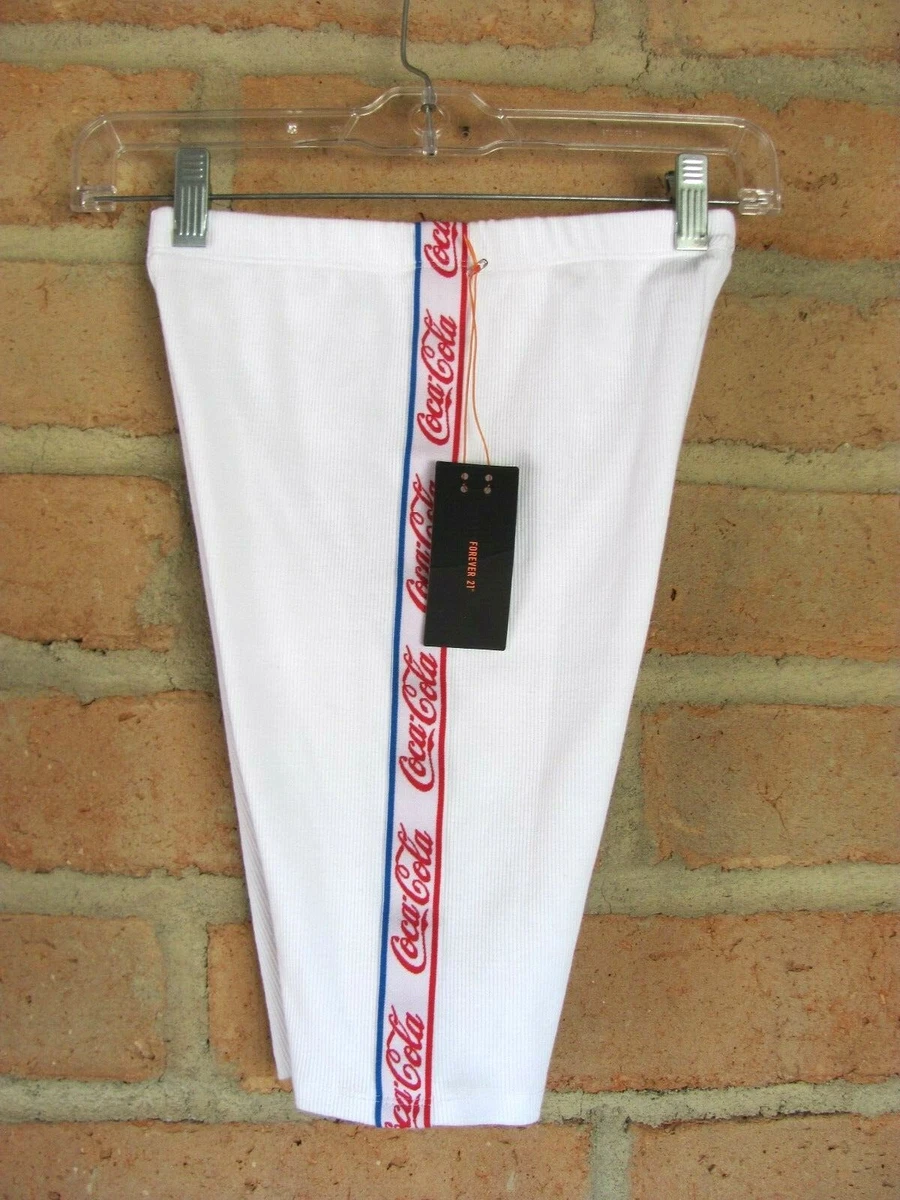 Womens or Juniors XS Forever 21 White Ribbed Coca Cola Legging