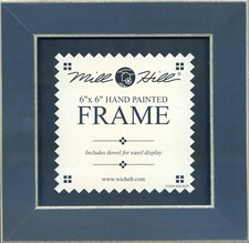 Matte Blue Solid Color Gold Trim Mill Hill 6 x 6 Wooden Frame GBFRM2