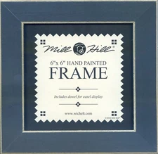 Matte Blue Solid Color Gold Trim Mill Hill 6 x 6 Wooden Frame GBFRM2
