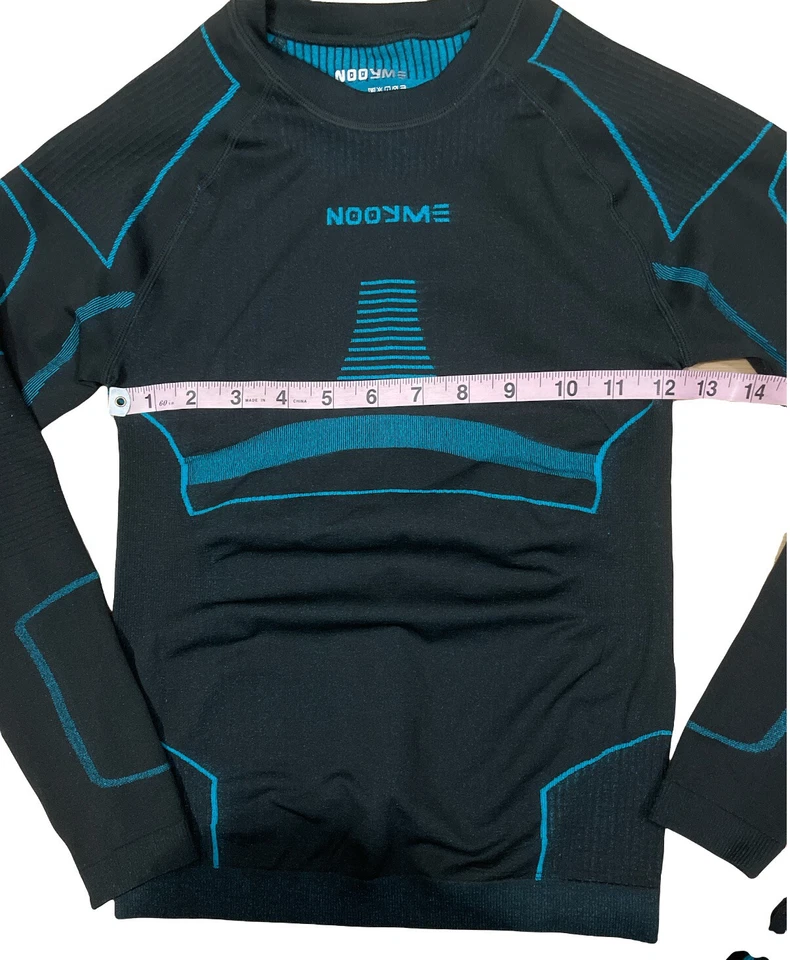 NOOYME Ciclismo, Juego de Capa Base Térmica Talla Pequeña, Hecho con Bambú Azul Negro Foto 3 de 4