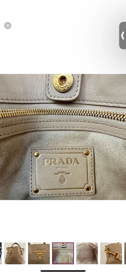 Prada Tote Saffiano Lux Medium Shoulder Bag Beige Leather Pre-owned - Image 3 of 4