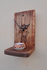 Surfer Spirit Clock – Handmade Pyrography Shelf Art – Reclaimed Wood Decor