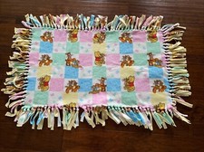 Winnie the Pooh Fleece Blanket Double Layers Hand Tied Fringe 25x41" Throw