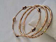 Set of 3 Ippolita Rose Sterling Silver Hammered Oval Bangle Bracelets