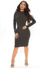 Fashion Nova Ride Or Die Ribbed Midi Dress - Size Medium